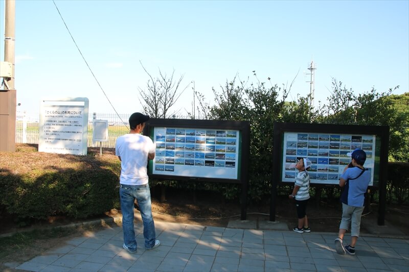 成田市さくらの山公園　離着陸している各航空の説明をする看板